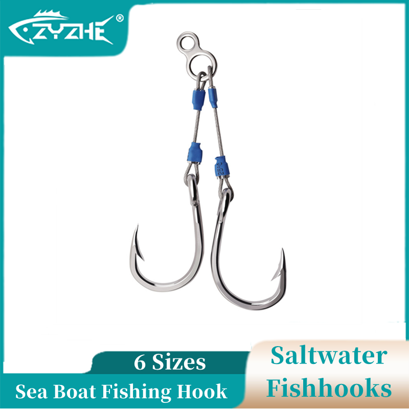 Fishing Hook Assortment - ZYZHE Stahl-Jig-Haken 6 Größen Hochkarbon-Stahl Angelhaken