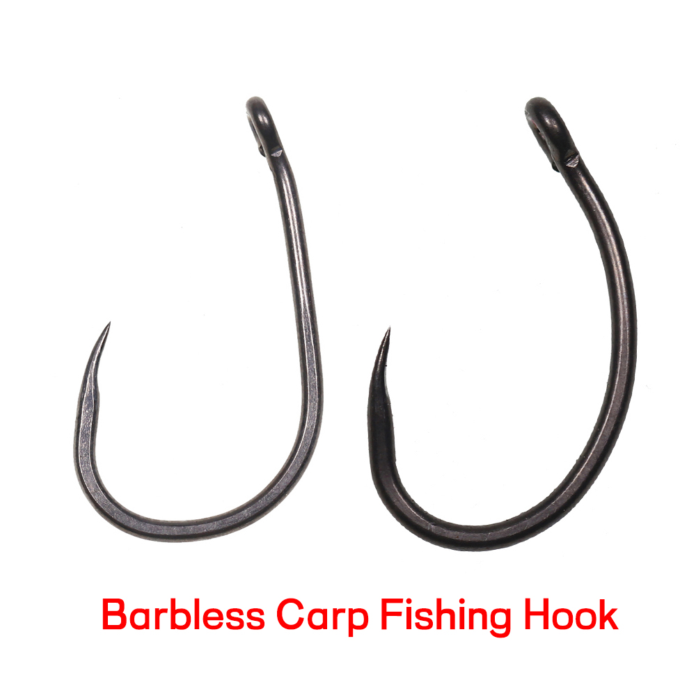 Fishing Hook Assortment - 50 Stück Mattschwarze Karpfenangelhaken ohne Widerhaken,
