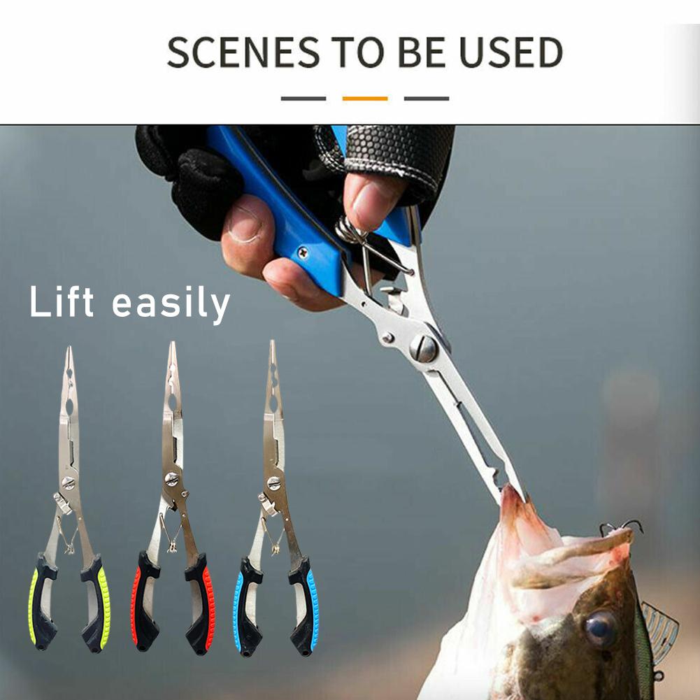 Fishing Hook Remover - Edelstahl-Angelzange, multifunktional, mit Splitringöffner, Geflechtlinienschneider, Anti-Rutsch-Hakenentferner,