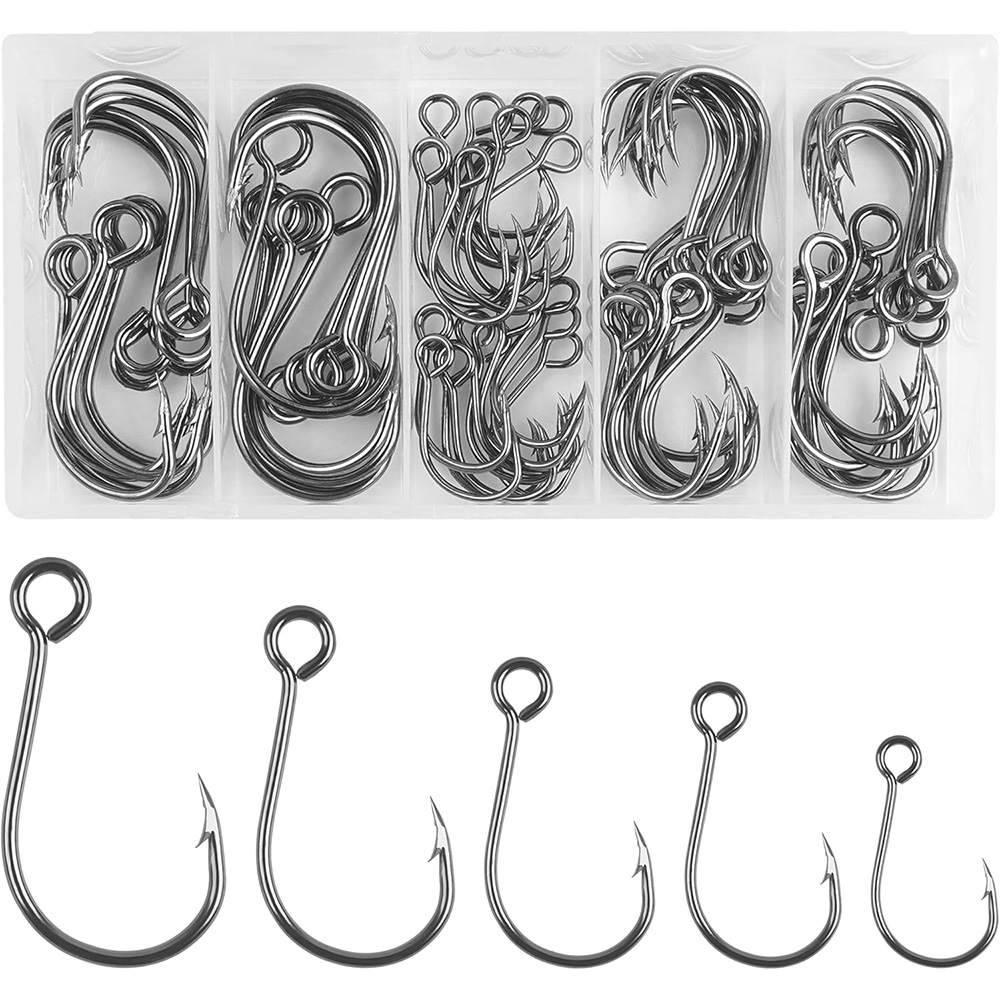 Fishing Hook Circle - 70 Stück Angel-Inline-Einzelhaken, einzelne Ersatzhaken für