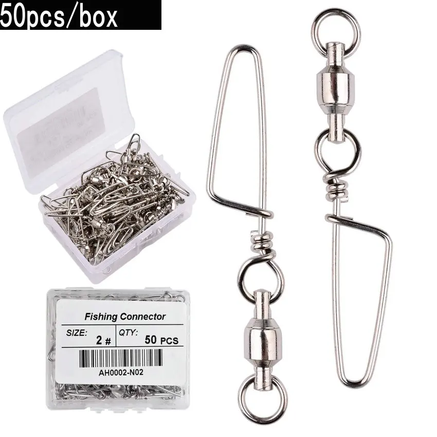 Fishing Hook Stainless Steel - 50 Stück Angel-Kugellager-Wirbel mit Coastlock Snap